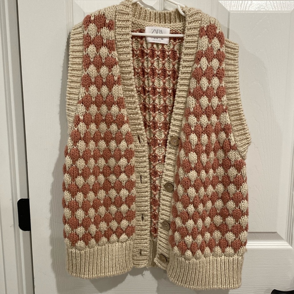 ZARA Kids Vest Cream Pink Size 13-14